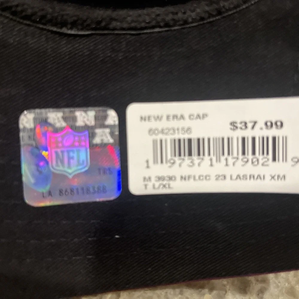 Las Vegas Raiders New Era 39THIRTY CRUCIAL CATCH‎ 2023 Sideline Hat Cap L/XL NWT